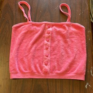 Women’s small heart button crop top